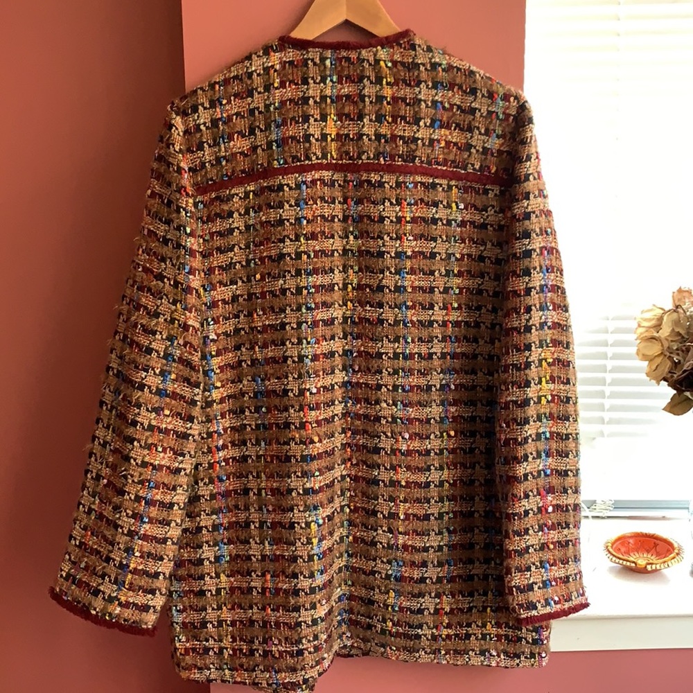 err:twa by: Anthropologie Harlequin Tweed Blazer - Picture 4 of 8